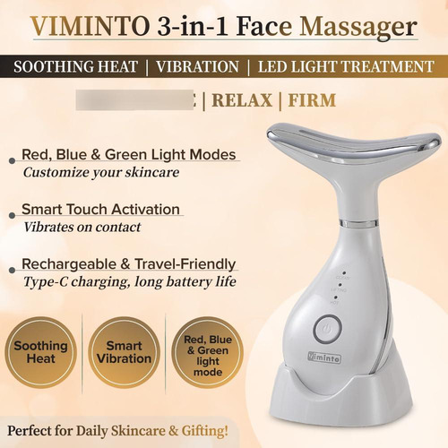Masajeador Facial Viminto 3 En 1 Con Calor Y Vibración Color