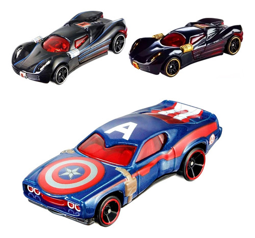 Hot Wheels Marvel Lote X3 Capitán America Black Widow + Reg.