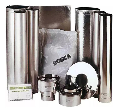 Calefactor Leña Bosca Eco 380 +kit Chimenea 4m, Pot. 11.5 Kw