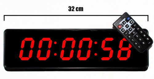 Imagen 1 de 8 de Reloj Digital De Pared Buro Led Cronometro Temporizador 32cm