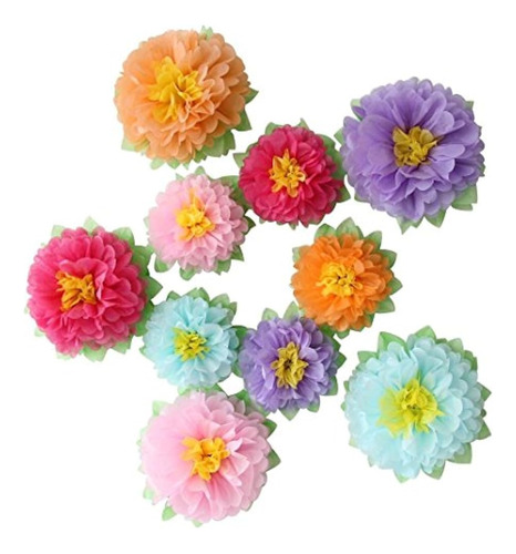 Mybbshower Colorful Fiesta Paper Flowers (9'' -7'' Surtido) 