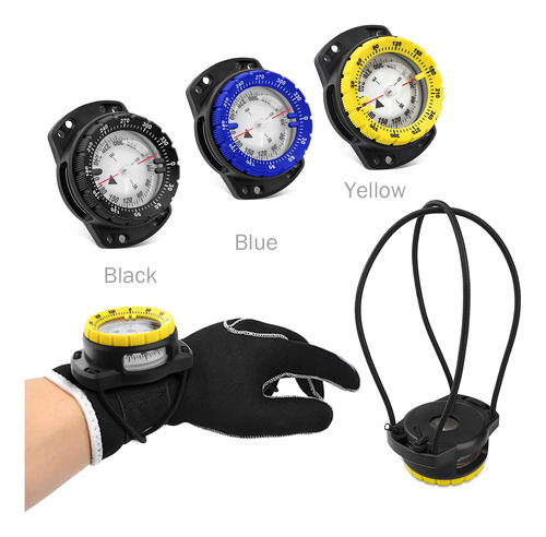 Brújula De Buceo 5atm Marca Xyz Modelo Abc Impermeable Amarillo