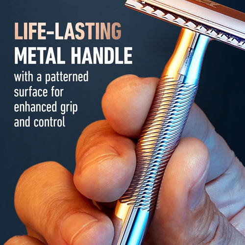 Rasuradora King C. Gillette Doble Filo, Acero Inox + 5 Hojas