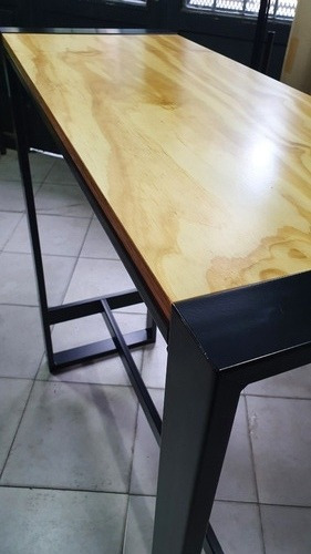 Mesa Barra Isla 120x50 60/20 Linea Cubo Madera Laqueada