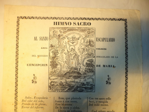 Himno Sacro Al Santo Escapulario Azul. Barcelona, 1848 (Usado)