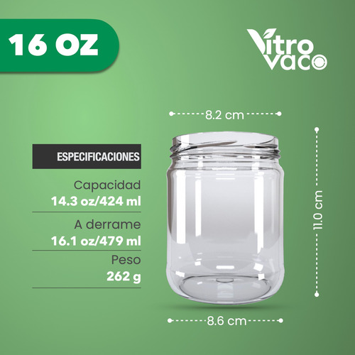 Tarro Frasco Vidrio 16 Oz 450 Ml 1 Pz Conservas Dulcero