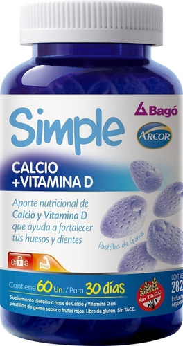 Simple Bago Calcio + Vitamina D 60 Pastillas De Goma 