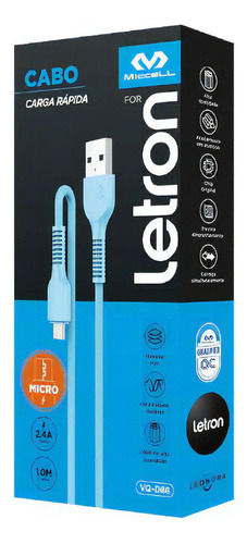 Cabo Micro Usb Pvc Azul Letron 74605