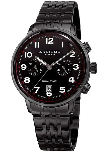 Reloj Akribos Xxiv Ak942bk Es  Dual Time Black Ion Plated