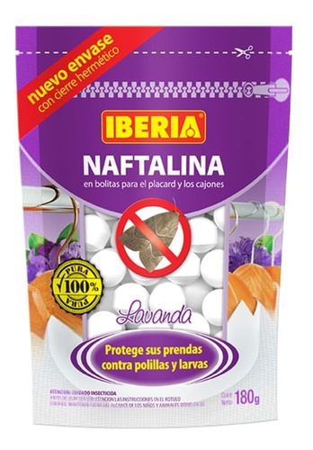 Iberia Naftalina Perfumada Máx Pureza Lavanda Doypack 180 Gr