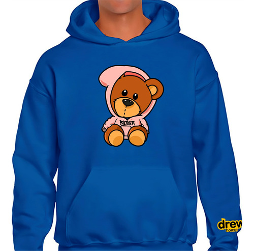 Buzo Hoodie Drew Justin Bieber Bear Blue Tendencia Premium C