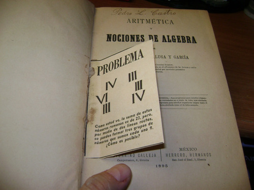 Libro Antiguo 1895 Aritmetica Y Nociones De Algebra Pitaluga (Usado)