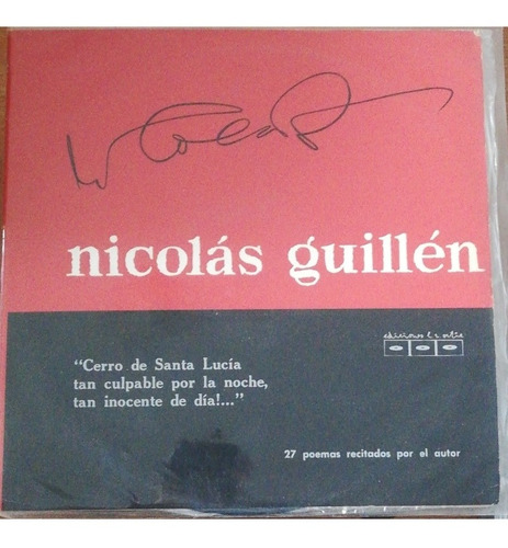 Vinilo 27 Poemas Recitados Por Nicolas Guillen Che Discos