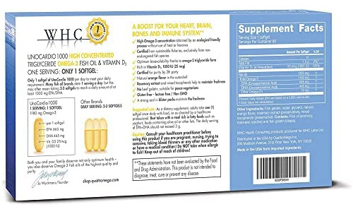 Whc, Óleo De Peixe Unocardio 1000, 1300 Mg De Óleo De Peixe