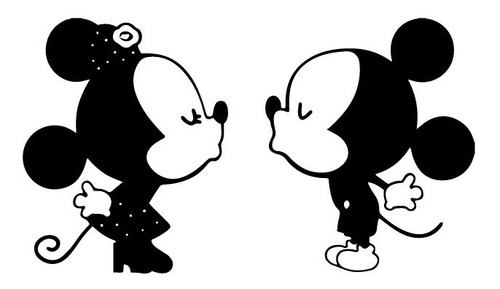 Vinilo De Pared Mickey Y Minnie Mouse Beso Disney Decal