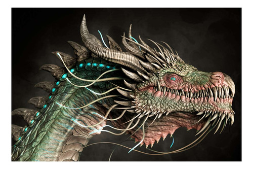 Vinilo 20x30cm Dragon Realista Ilustracion Digital