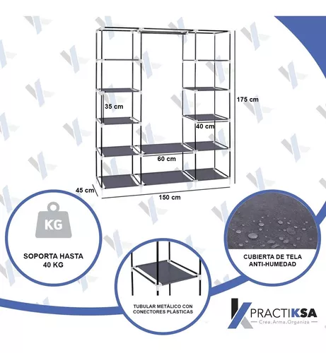 Ropero Rack Closet Armable Guarda Ropa Recamara Organizacion