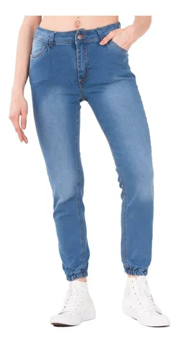 Jean Pantalon Mujer Mom Semi Elastizado Con Elastico Pu o