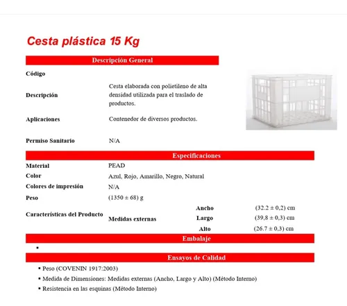 Cesta Lechera Material Virgen