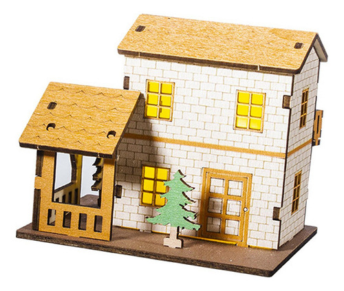Fa Casa En Miniatura Iluminada Casa 10,5 Cm X 8,3 Cm X 8,3