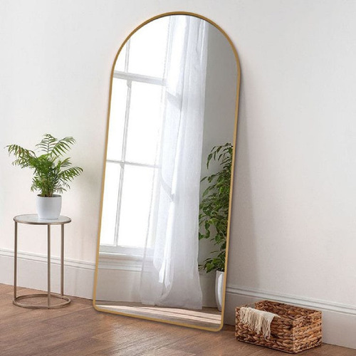 Espejo Medio Punto Arco Cuerpo Entero 150x60 Cm Decorativo Dorado Mate