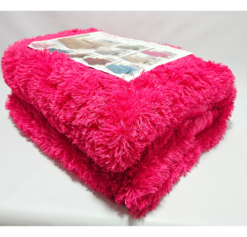 Edredón Corderito Pelo Largo 2 Plazas 200x230 Cm + 2 Fundas Fucsia Peludo- Liso