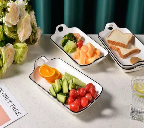 Plato Hexagonal Cena Elegante Porcelana Cocina Vajilla Servi