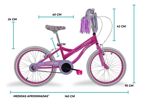 Bicicleta Infantil Monk Shaini Rodada 20 Para Niñas Color Rosa