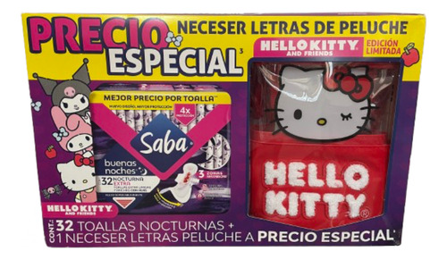Toallas Sanitarias Saba + 1 Neceser Hello Kitty & Friends