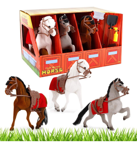 Liberty Imports Horse Stable Take-along Toy Set Con Herramie