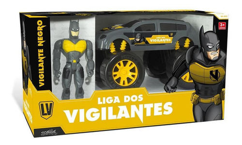 Imagem 2 de 5 de Conjunto Boneco Articulado + Carrinho Vigilante Negro Mielle