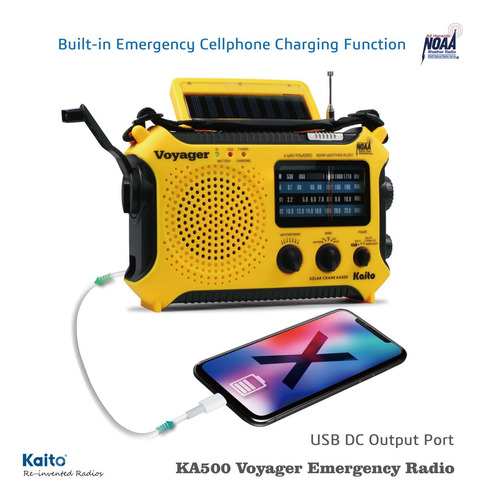 Radio De Alerta Kaito Ka500 Emergencia Am Fm Sw 5 Funciones Color
