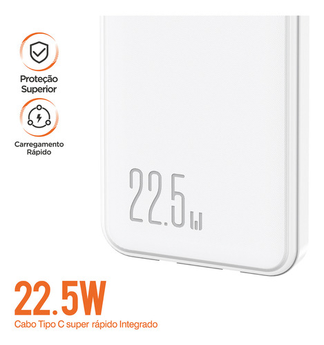 Basike Ba-POW078 Power Bank Carregador Portatil Usb Tipo C 10000mah 22.5w Cor Branco