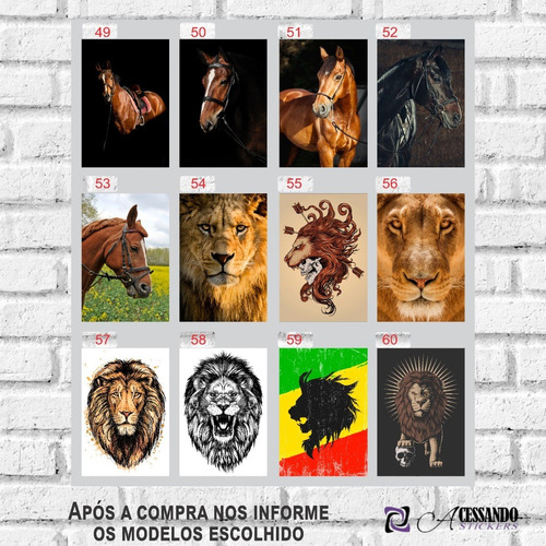 Imagem 5 de 8 de 5 Pôsteres Decorativos Animais Selvagem Leão - 20x30 Cm