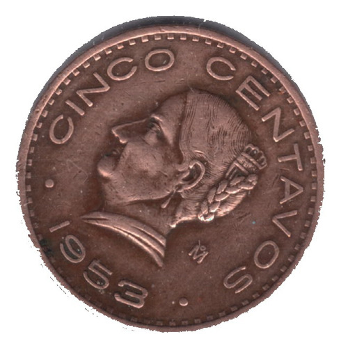 Moneda Antigua Cinco Centavos Cobre Josefa Grande  1953  C53