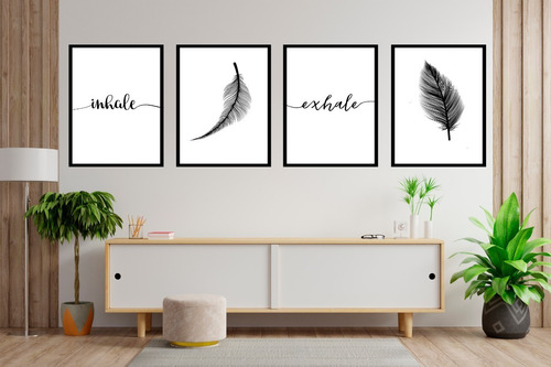 Set De 4 Cuadros Inhale, Exhale, Hakuna Matata 30x40