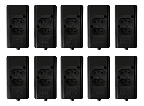 Kit Régua Dupla 20a 3 Pinos Extensão Adaptador 10 Unidades