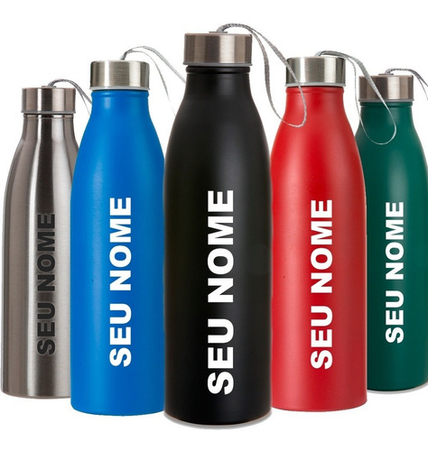 15 Garrafa Inox 750ml Com Alça - Personalizada