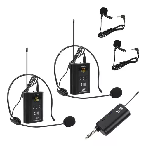 Xtuga Uhf 2 Bodypack Micrófono Inalámbrico Diadema Y Solapa