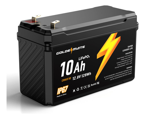 Batería De Litio Lifepo4 Goldenmate 12v 10ah 5000+ Ciclos Ip