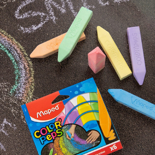Giz De Chão 6 Cores Jumbo Color'peps Maped Cor Azul