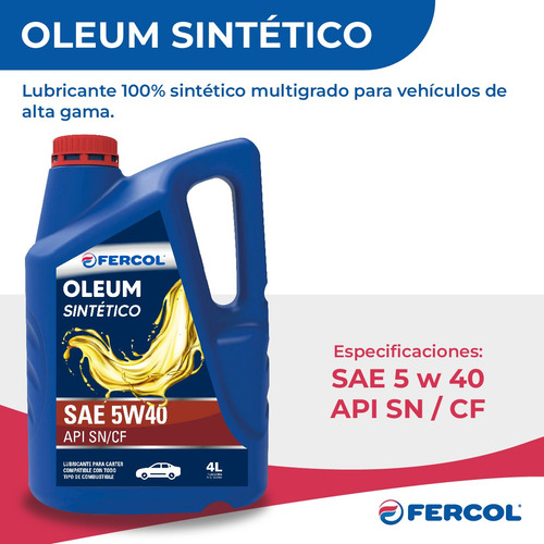 Aceite Fercol Oleum 5w40 Lubricante Multigrado
