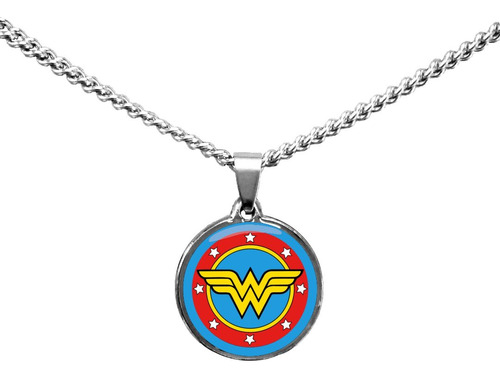 Collar Mujer Maravilla Wonder Woman Cadena Acero Quirúrgico