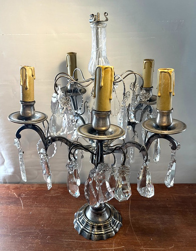 Antiguo Lámpara/candelabro Estilo Francés 5 Brazos 