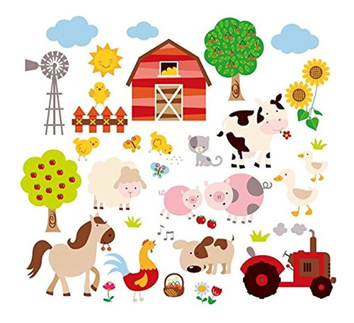 Farm Friends Babynursery Peel  Stick Wall Art Sticker D...