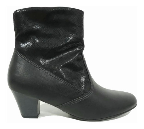 Bota Piccadilly Negra Con Taco