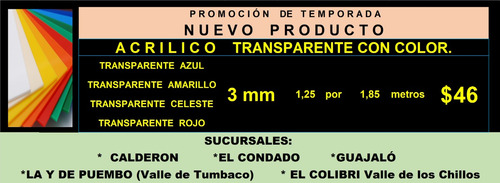 Láminas Acrílico Segunda Al 50% Sintra Cable De Acero A3