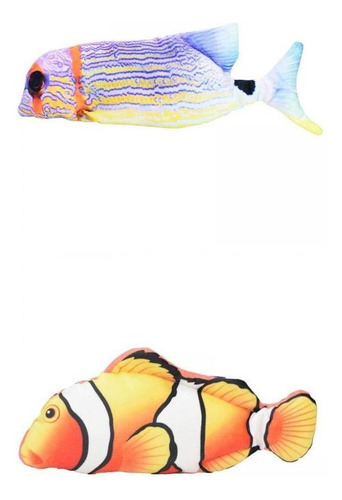 2pcs Movimiento Pescado Juguete Peluche Diléfono Eléctrico