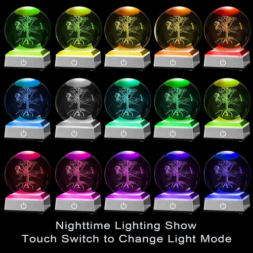 Bola De Cristal 3d Del Árbol De La Vida Con Luz Led Colorida