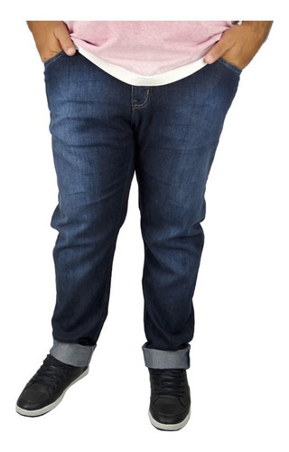 Imagem 1 de 4 de Calça Jeans Masculina Lycra Tamanho Grande Plus Size Até 60